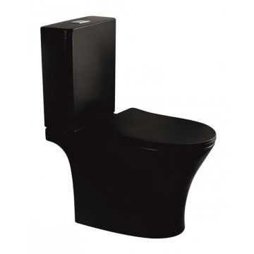 Set vas WC pe pardoseala Inter Ceramic Rimless negru cu rezervor si capac softclose