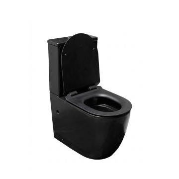 Set vas WC pe pardoseala Rune Ivaldi monobloc negru cu capac slim softclose