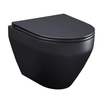 Set vas WC suspendat AM.PM Spirit 2.0 FlashClean cu capac softclose negru mat