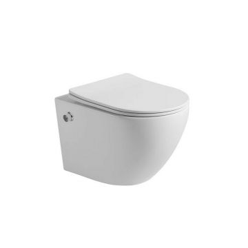 Set vas WC suspendat cu functie de bideu Inter Ceramic Rimless cu capac slim alb