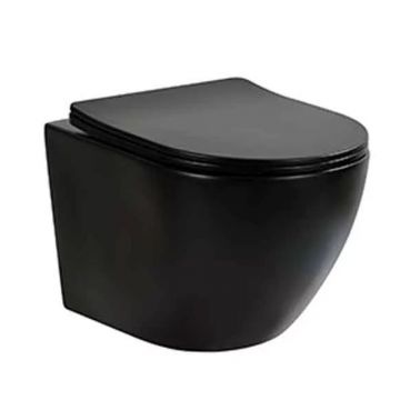 Set vas WC suspendat Fluminia Ricci Tornado si capac softclose negru mat