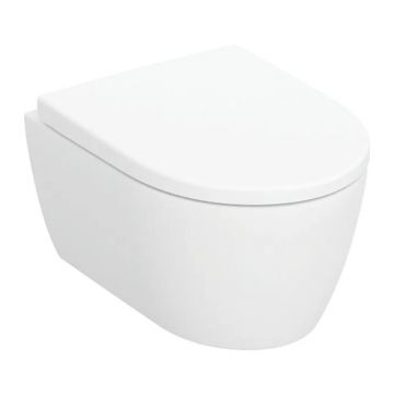 Set vas WC suspendat Geberit iCon Rimfree cu capac softclose alb mat