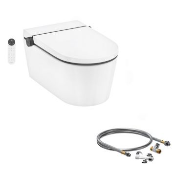 Set vas WC suspendat Hansgrohe LavaPura Element S cu functie bideu alb si kit conectare apa