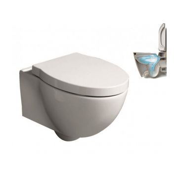 Set vas WC suspendat Inter Ceramic Rimless alb lucios capac softclose