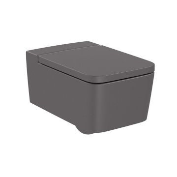 Set vas wc suspendat Roca Inspira Square cu capac softclose antracit mat