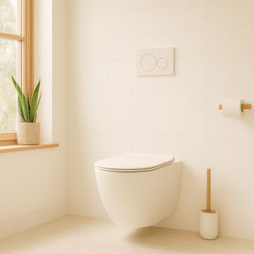 Set vas WC suspendat Rune Ivaldi bej finisaj mat cu capac slim