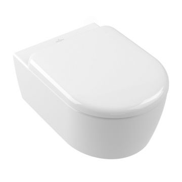 Set vas WC suspendat Villeroy&Boch Skyla Combi-Pack Rimless TwistFlush cu capac softclose alb Alpin CeramicPlus