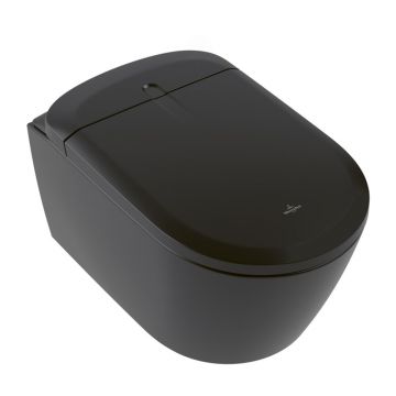 Set vas WC suspendat Villeroy&Boch Supreo rimless cu functie de bideu electric si capac softclose negru mat