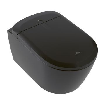 Set vas WC suspendat Villeroy&Boch Supreo Select rimless cu functie de bideu electric si capac softclose negru mat