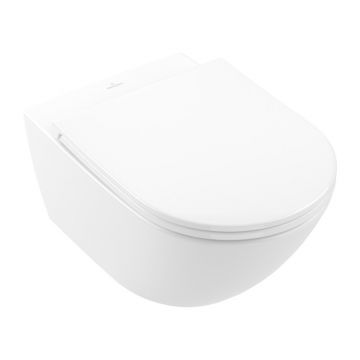 Set vas WC suspendat Villeroy&Boch Universo TwistFlush Rimless alb alpin cu capac softclose