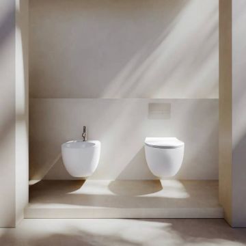Vas WC Hatria Planeta alb lucios, suspendat - Dimensiune 37.5x53 cm