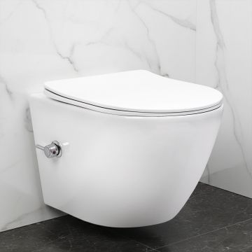 Vas WC suspendabil REA Carlo Lux Rimless cu funcție bideu