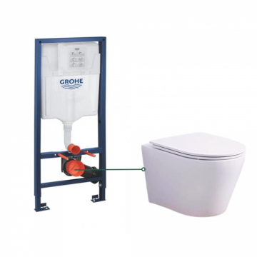 Set vas wc suspendat rimless cu capac soft close Oslo si rezervor wc incastrat Grohe Rapid SL